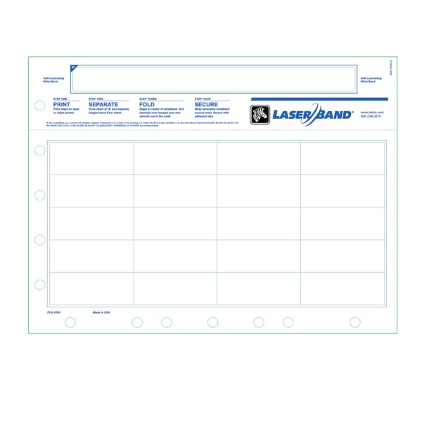 Laser Band - Adult Wristband w/Hole Punching 8-1/2" x 11"